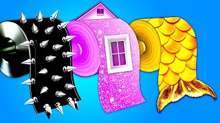 Wednesday VS Enid VS Mermaid! One Colored House Challenge || Funny Moments &amp; Fantastic Art Gadgets