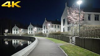 Calm Night Walk  in Super Quiet Swedish Neighborhoods  4K Slow TV