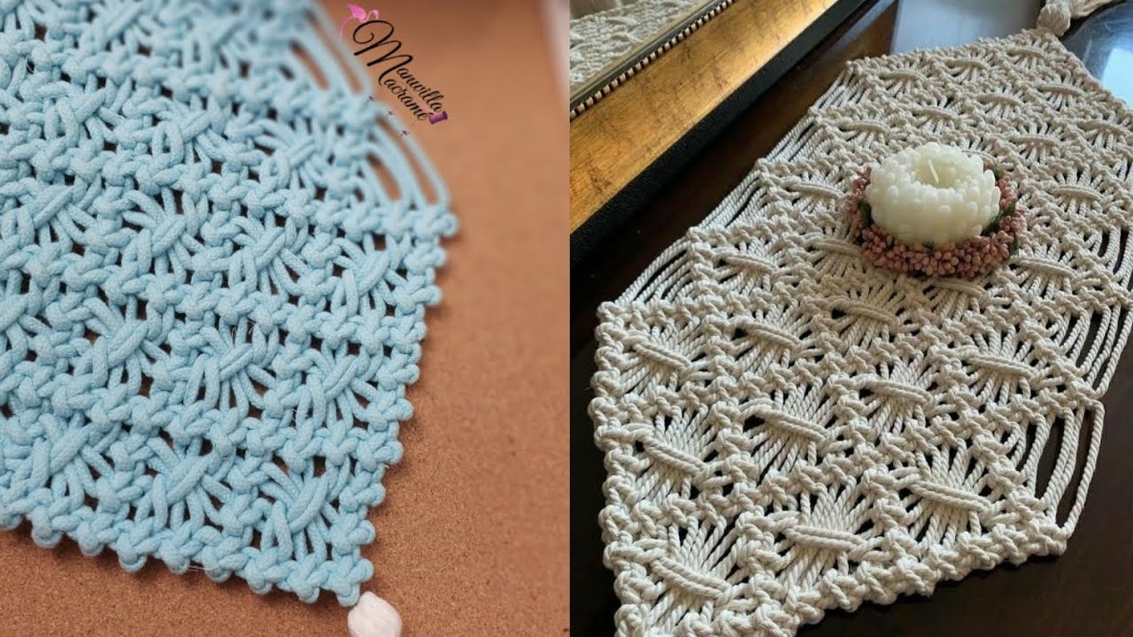 أسهل و أسرع مفرش مكرميه بعقدة واحده/Macrame runner/ Macrame for beginners/manal.elmawardy 