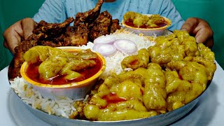 First time i eat - Kadaknath Chicken With Mutton Fat Curry, Fatty Mutton Curry Rice Asmr Challenge