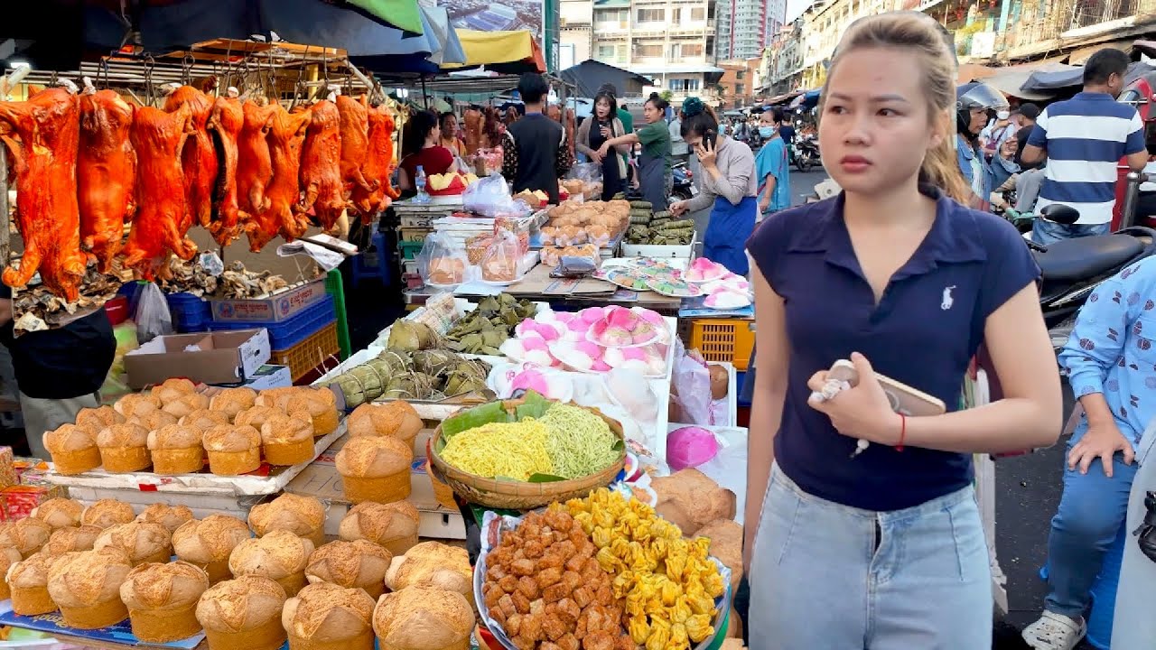 Amazing CAMBODIAN Street Food 2026 - Chinese New Year, Explore Roasted Pig, Cake at Orussey Market