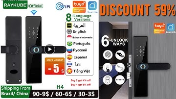 NEW RAYKUBE H4 Tuya Electronic Lock Wifi Smart Door Lock Fingerprint Lock Password IC Card Key USB