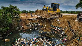 Giant Earthmovers in Action | Site Preparation Bulldozers Pushing Dirt and Garbage Stone