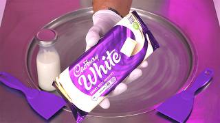 ASMR | Cadbury White Ice Cream Rolls - how to make creamy white Chocolate to rolled fried Ice Cream