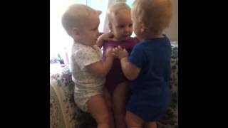 One Year Old Triplets giving Hugs and showing Love