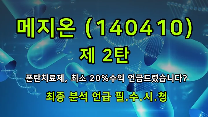 [메지온 제2탄] 영업이익 개선 되며 계단식 우상향?? 저점 매수 후 +20% 수익 바로 달성! 다음 조정구간은??
