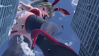 【MMD Giga Giantess 巨大娘】Umi's Gigantic Size Finger Walk (Bunny &amp; bare-handed and barefoot version)