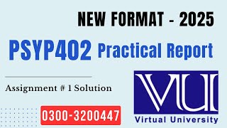 PSYP402 Practical Report solution Assignment 1 2025 (Learning + Memory) #psyp402 #vu #report
