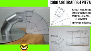 🤔Trazado y desarrollo - Codo 90 - GRADOS 4 PIEZAS 👍