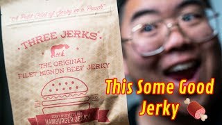 Three Jerks Filet Mignon HAMBURGER JERKY is a supple treat!