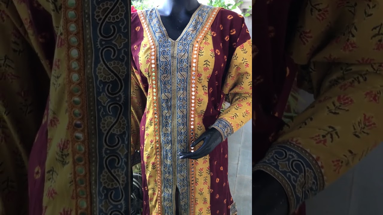 ajrakh designer bandhej kurti online 