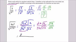 Simplifying radicals with variables (6 examples) - Algebra 2
