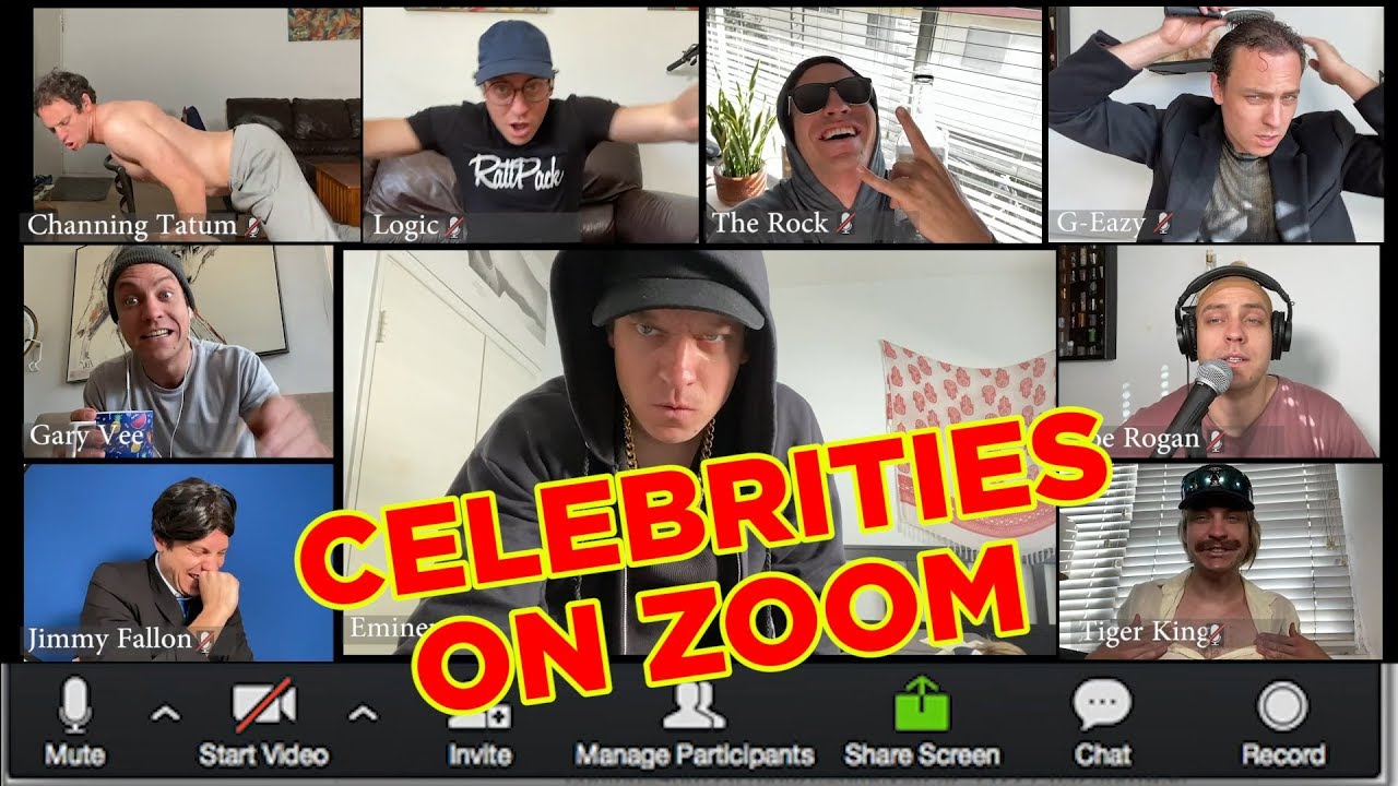 Celebrities on Zoom (Eminem, Joe Rogan, Tiger King, The Rock & more ...