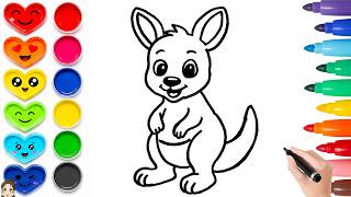 How to Draw a Cute Cartoon Kangaroo | Cute Animals Drawing and Coloring for kids | Easy Step by Step