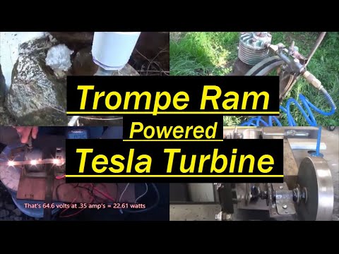 Download The "TROMPE RAM" runs a TESLA TURBINE and two other engines with 60 psi from 8' of head.