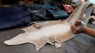 The process of making an Apple Watch watch strap from crocodile skin. Korean leather crafts