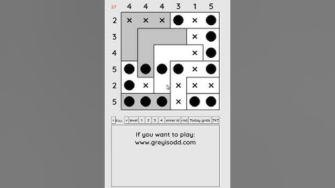 Grey is Odd - Today grids. Solution level 2 6X6 dated 04-17-2024 #logicpuzzles #logicgames  #games