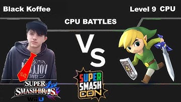 Black Koffee(Donkey Kong) vs Level 9 CPU(Toon Link) - Super Smash Bros Wii U
