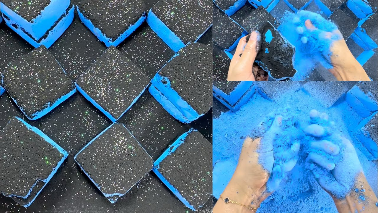 ASMR Vibrant Blue Dyed Gym Chalk Blocks 💙 #asmr #gymchalkasmr #gymcha