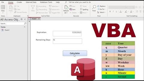 How to calculate the remaining days using datediff on your Form in Microsoft Access using VBA