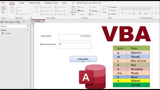 How to calculate the remaining days using datediff on your Form in Microsoft Access using VBA