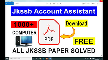 Free Pdf   Download For Jkssb Panchayat Account Assistant | Free Pdf download for Jkssb