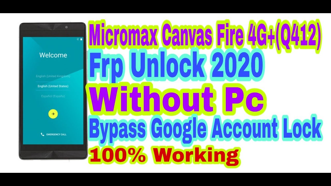 Micromax Canvas Fire 4G Plus(Q412)Frp Unlock Without Pc 2020||Bypass Google Account Lock 100%Working