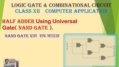 Half Adder using Universal Gate|| Class XII || Computer APPLICATION ||WBCHSE