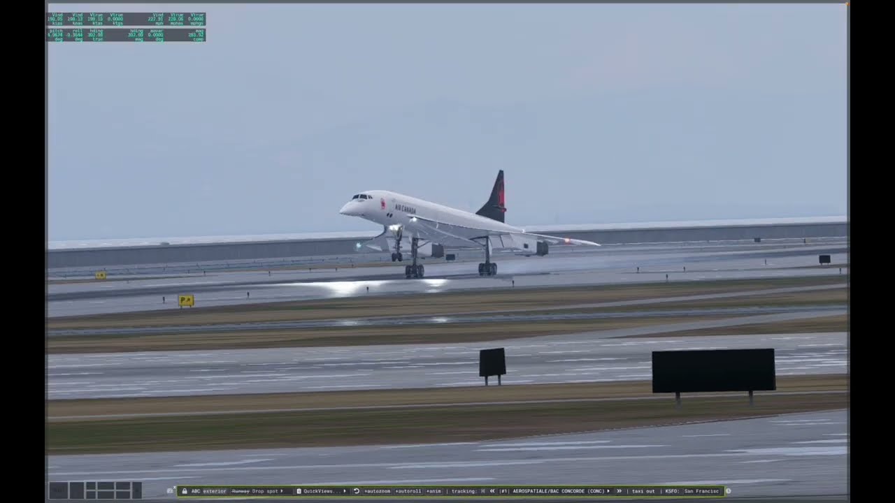 CONCORD flight from Toronto Pearson International Airport, Canada, to San Francisco Airport,CA. 