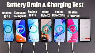 Battery Drain Charging Test I Redmi Note 12 Pro Vs Realme 10 Pro Plus/Realme 10/Pro/Note 12/A14