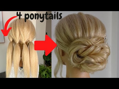 Easy messy bun hairstyle - Bridal hair tutorial for long hair - YouTube