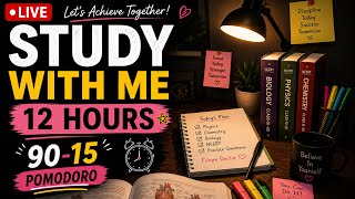 12 Hours Study With Me 🔴 Live | NEET 2026 Aspirant | Real Time Study Session