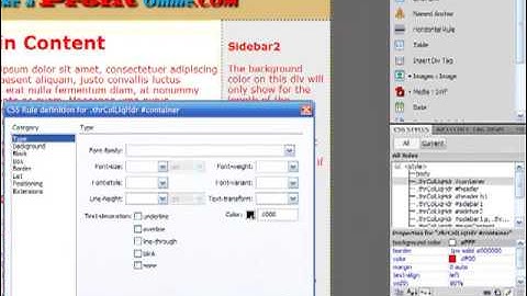 Dreamweaver Tutorial: create a div tag
