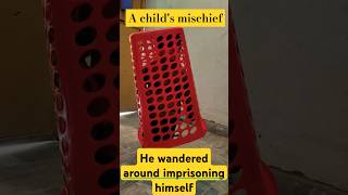 A child's mischief || He wandered around imprisoning himself || #cute #funnybaby #mischief #prison