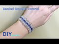 Brick Stitch beaded bracelet, Jewelry making tutorial, Rondelle and Seed beads