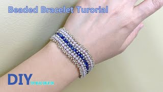 Brick Stitch beaded bracelet, Jewelry making tutorial, Rondelle and Seed beads