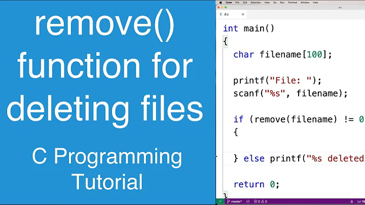 remove() function for deleting files | C Programming Tutorial