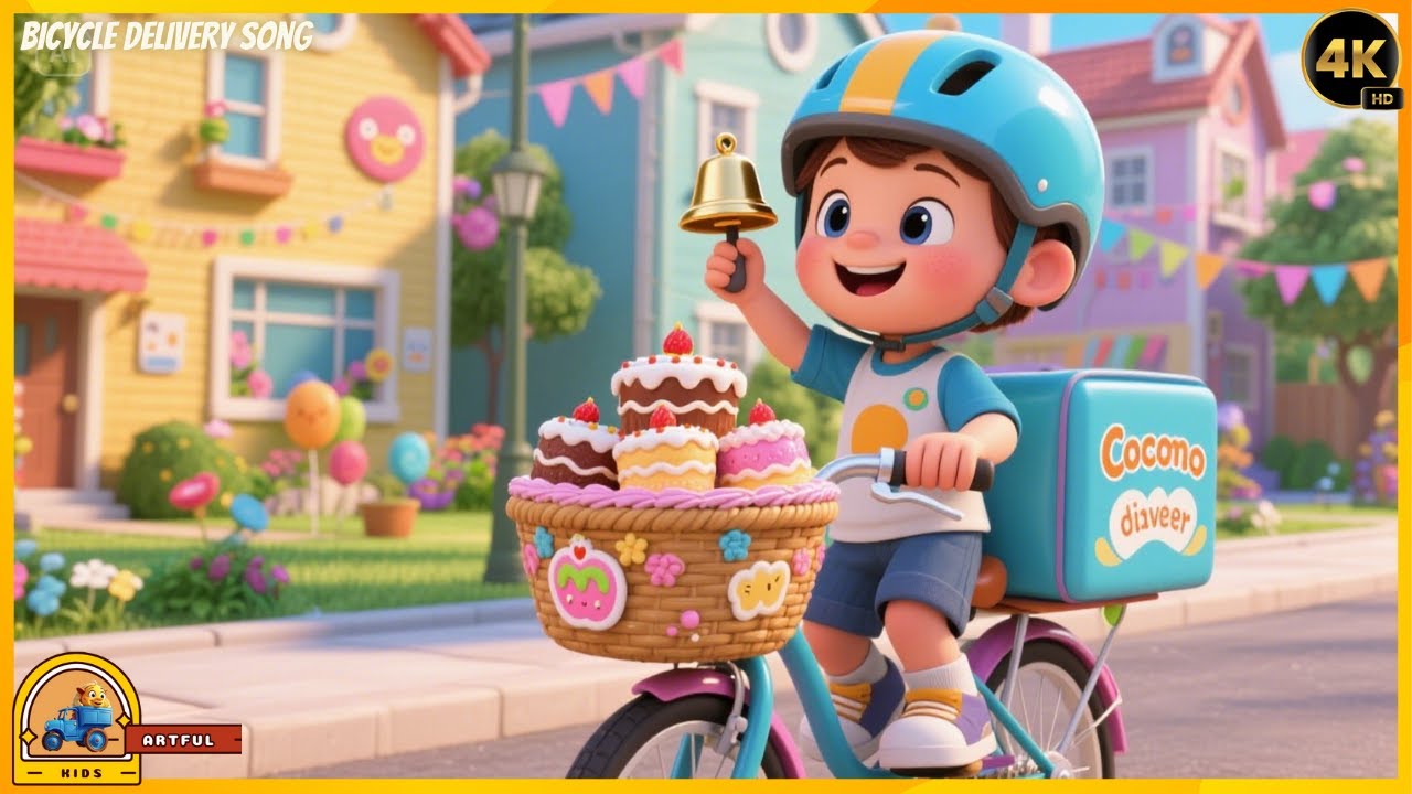 🎂🚲 Cake Bike Delivery Song for Kids | Fun & Sweet Adventure | Kids Songs & Nursery Rhymes 🍰🎶