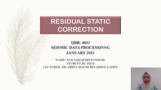 Residual Static Correction | SDP Technical Review Presentation
