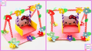 How To Make Hello kitty Paper Swing /DIY Miniature Hello kitty Swing  /Paper Crafts Idea/paper Swing