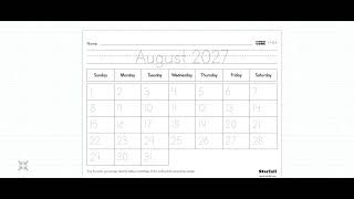 Starfall Daily Calendar August 2, 2027 