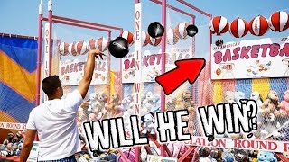 PRO Basketball Player VS Rigged Carnival Game. Will He Win?? ArcadeJackpotPro