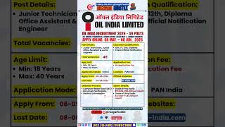 Oil India Recruitment 2026 | 49 Posts | Apply Online #shorts #job #OilIndia