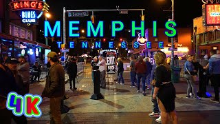 Memphis Beale Street Night Walk, Tennessee USA 4K-UHD