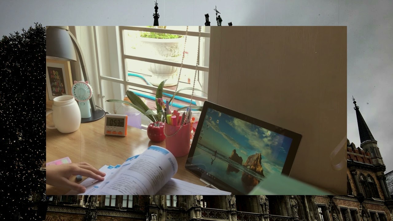 study on a bright summer day with dark academic music