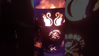 Halloween barrel on fire