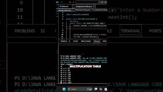 Java Program MULTIPLICATION TABLE