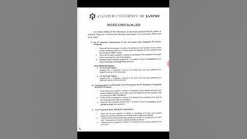 Revised pattern of exams of last semester students of cluster university of jammu & exam mode detail