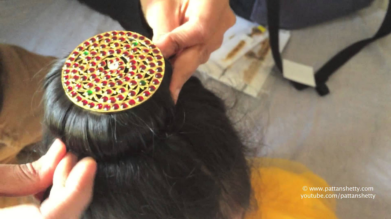 Easy method of bharathanatyam hair dressing PART 2 - YouTube