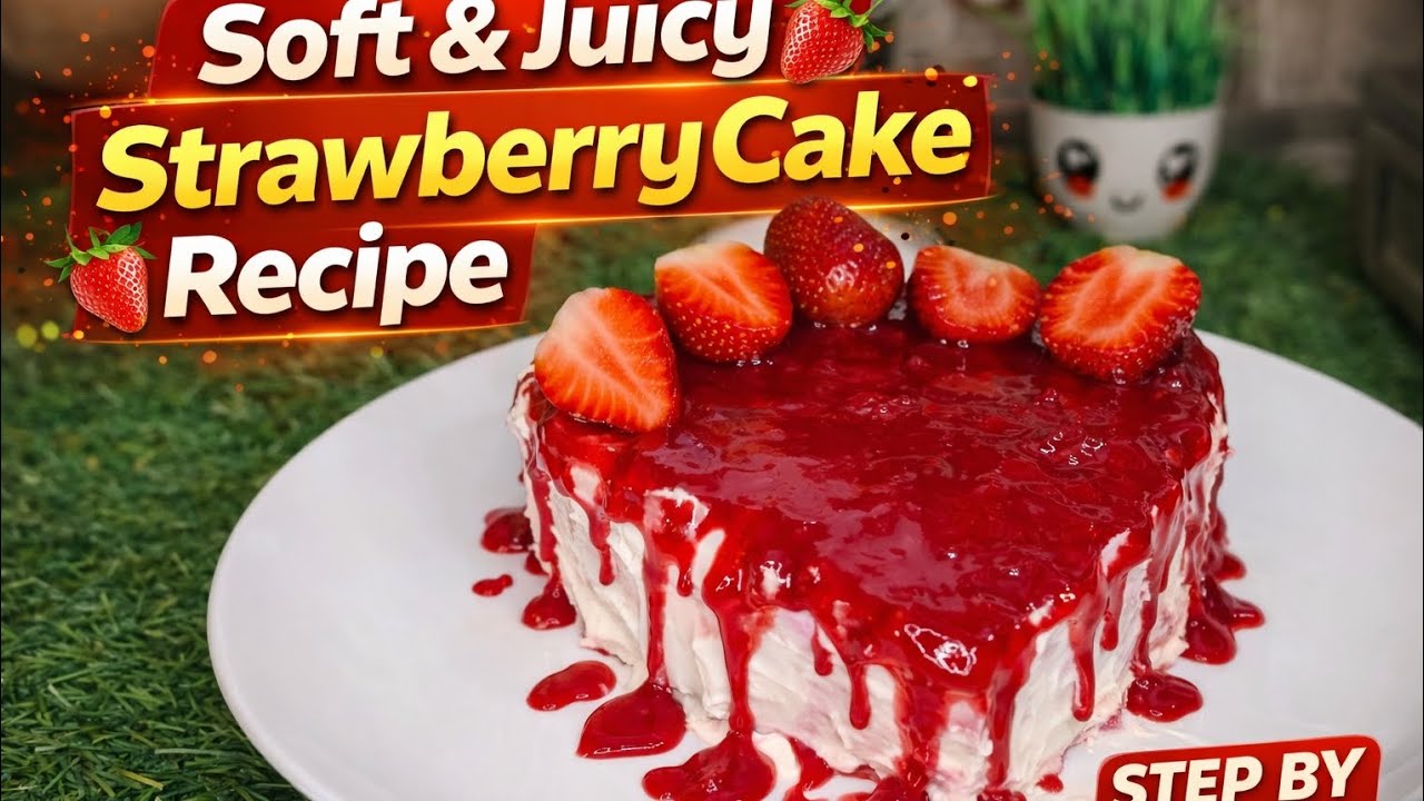 Super soft strawberry cake in kadhai NO Egg NO oven 